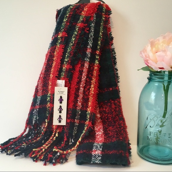 Multi color plaid blanket scarf - Picture 3 of 5